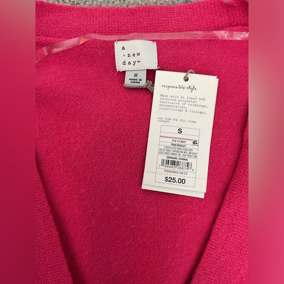 NWT a new day Bright Pink Button-Up Cardigan - Picture 3 of 7